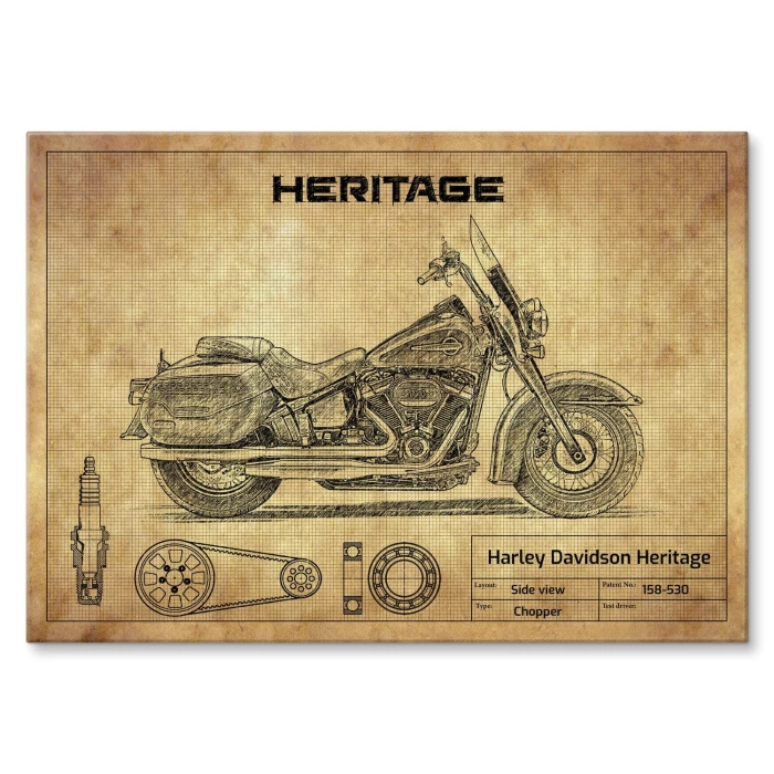 Plakat metalowy Harley Davidson Heritage Prezent