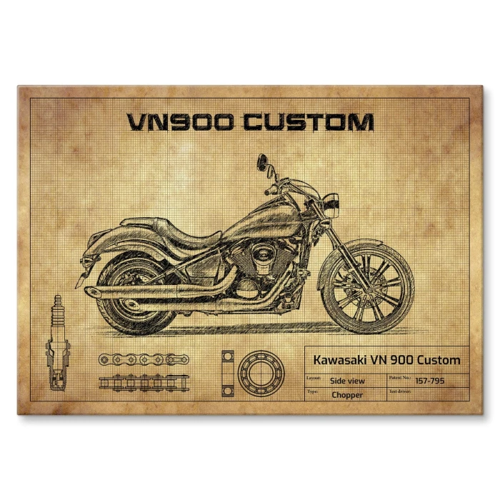 Plakat metalowy Kawasaki VN 900 Custom Prezent