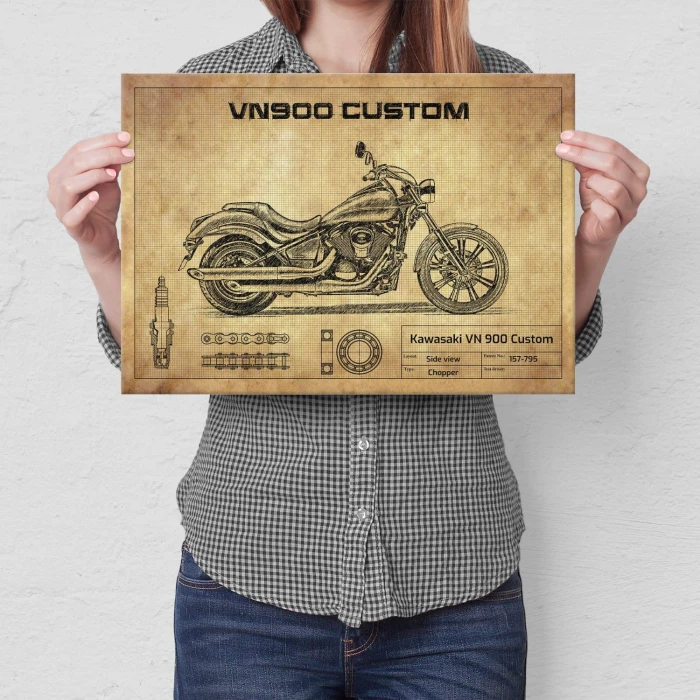 Plakat metalowy Kawasaki VN 900 Custom Prezent