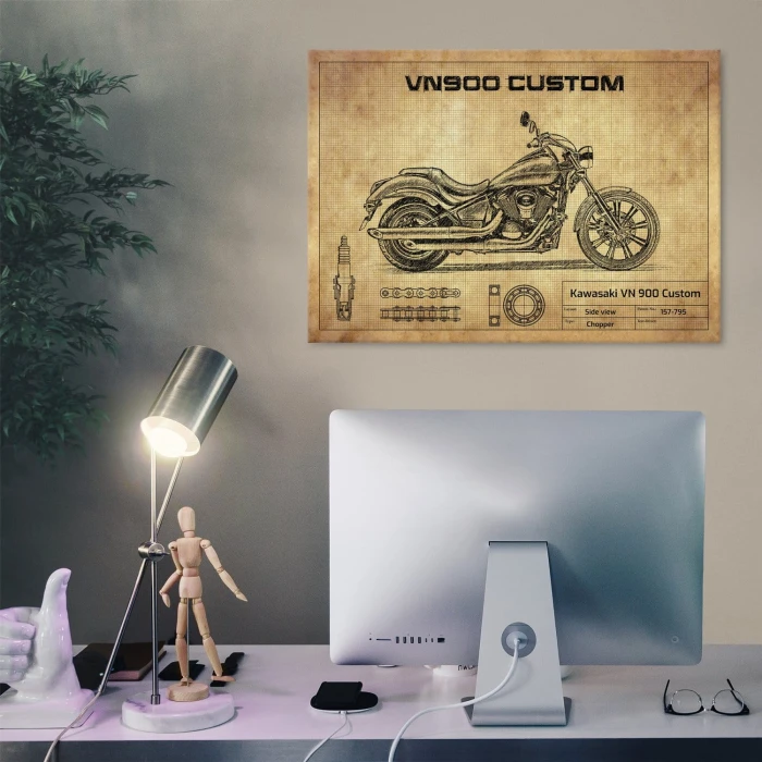 Plakat metalowy Kawasaki VN 900 Custom Prezent