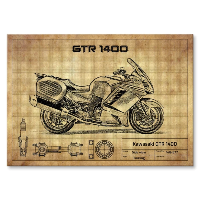 Plakat metalowy Kawasaki GTR 1400 Prezent