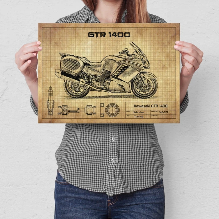 Plakat metalowy Kawasaki GTR 1400 Prezent