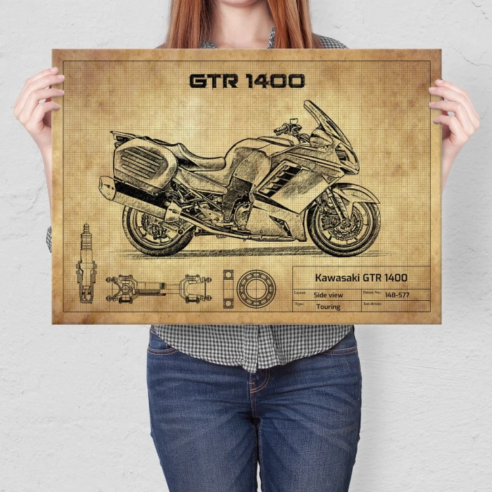 Plakat metalowy Kawasaki GTR 1400 Prezent