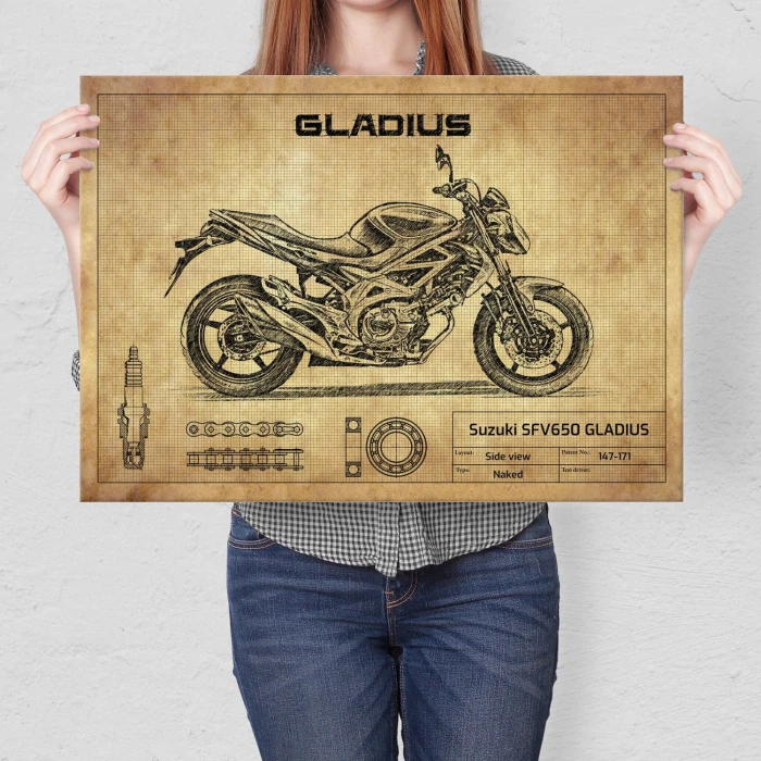 Plakat metalowy Suzuki SFV650 GLADIUS Prezent