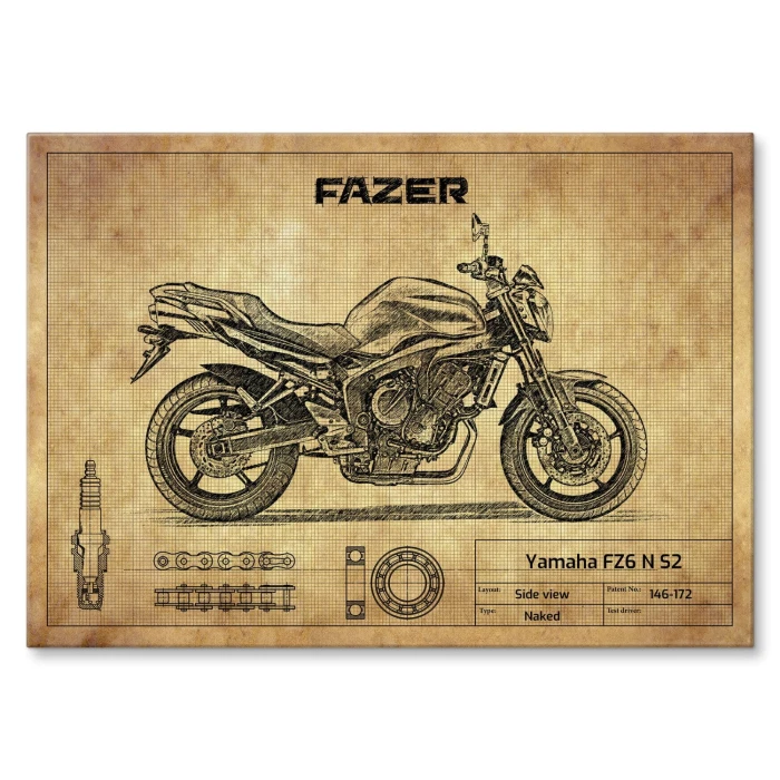 Plakat metalowy Yamaha FZ6 N S2 Prezent