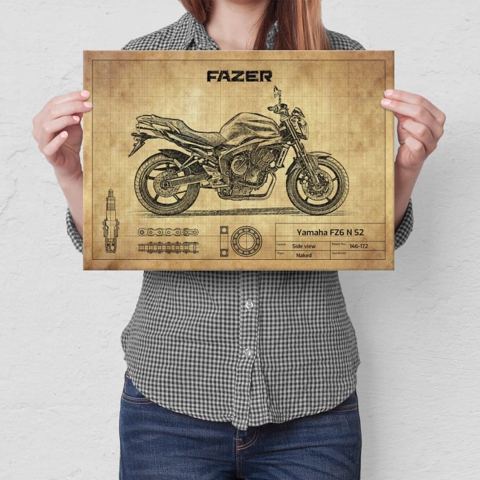 Plakat metalowy Yamaha FZ6 N S2 Prezent