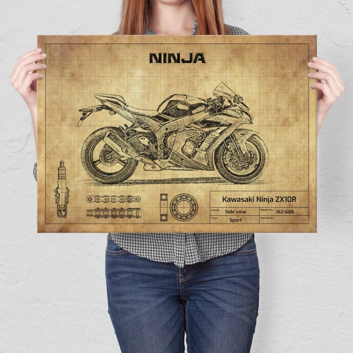 Plakat metalowy Kawasaki Ninja ZX10R Prezent