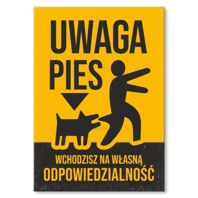 Plakat metalowy Uwaga Pies Prezent