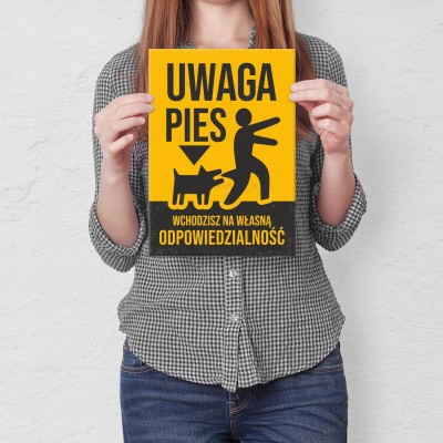 Plakat metalowy Uwaga Pies Prezent