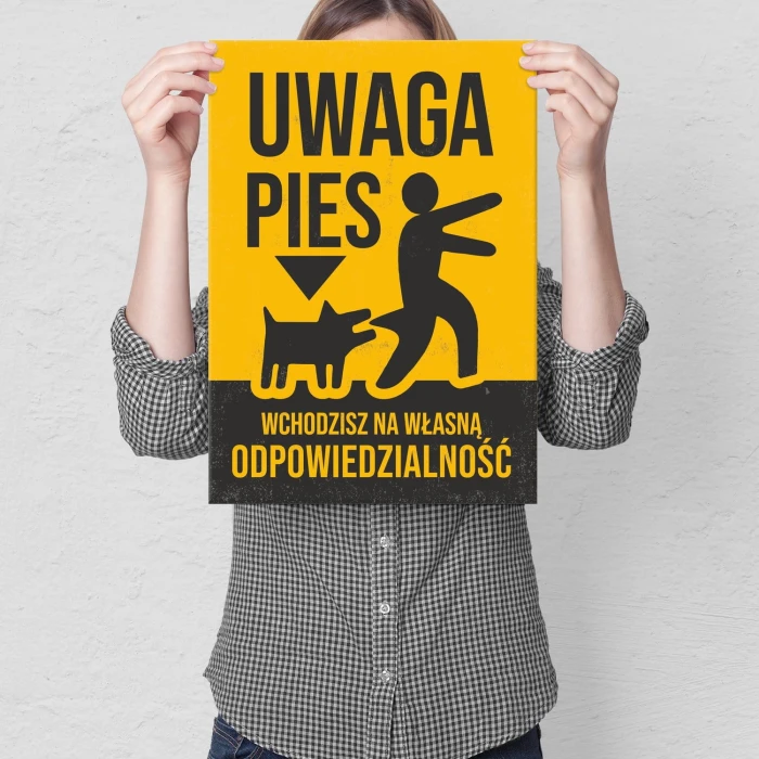 Plakat metalowy Uwaga Pies Prezent