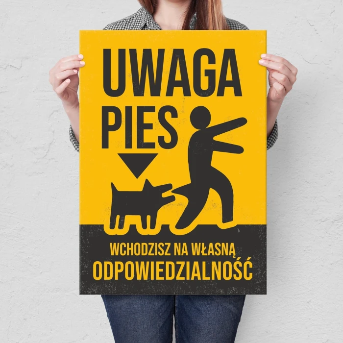 Plakat metalowy Uwaga Pies Prezent