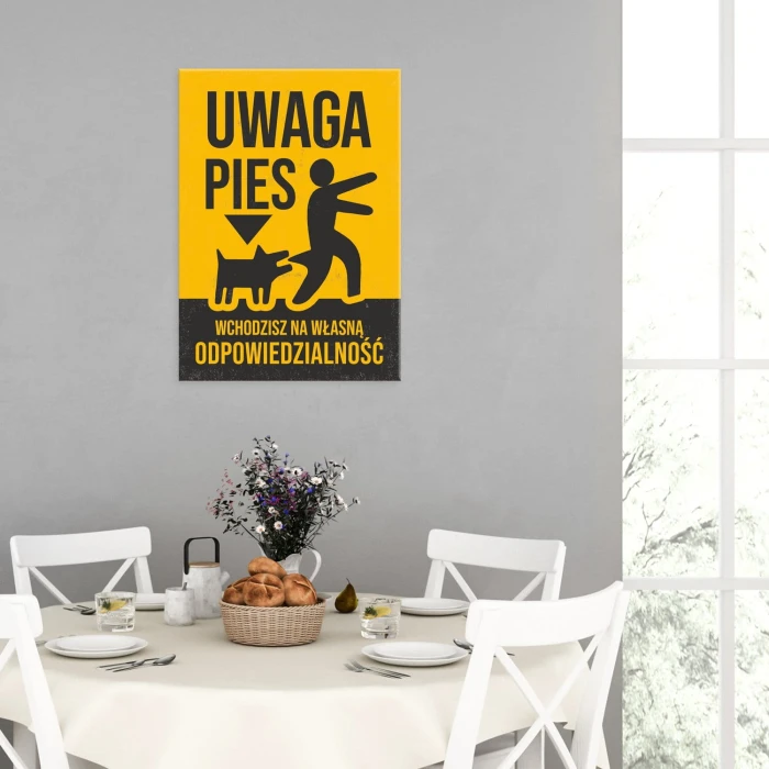 Plakat metalowy Uwaga Pies Prezent