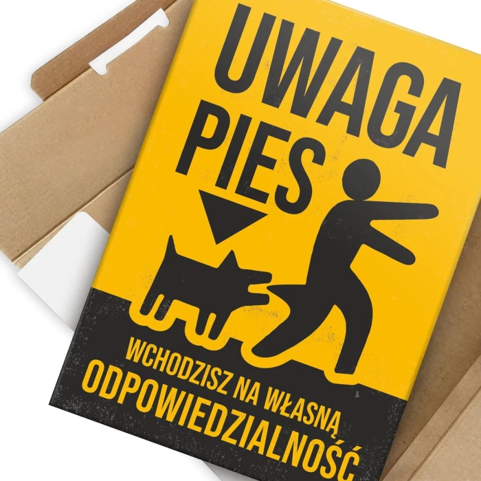 Plakat metalowy Uwaga Pies Prezent