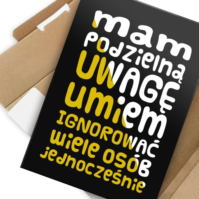 Plakat metalowy Mam podzielną uwagę Prezent