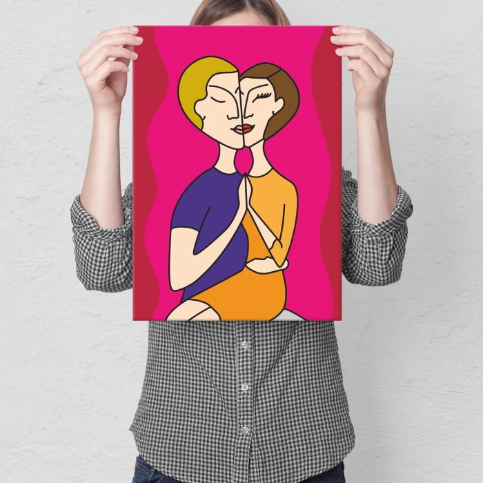 Plakat metalowy popart love Prezent
