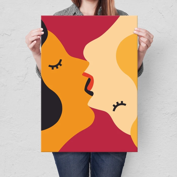 Plakat metalowy popart kiccing girls Prezent