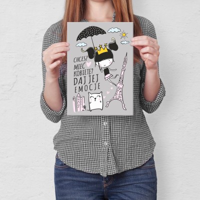 Plakat metalowy Chcesz mieć kobietę Prezent