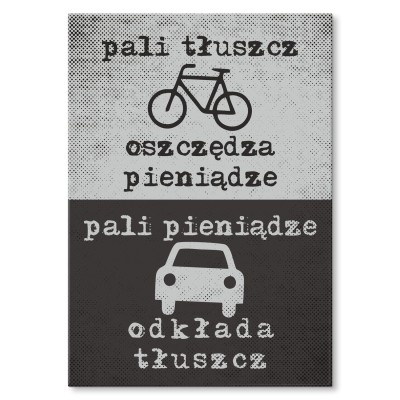 Plakat metalowy Rower vs samochód Prezent