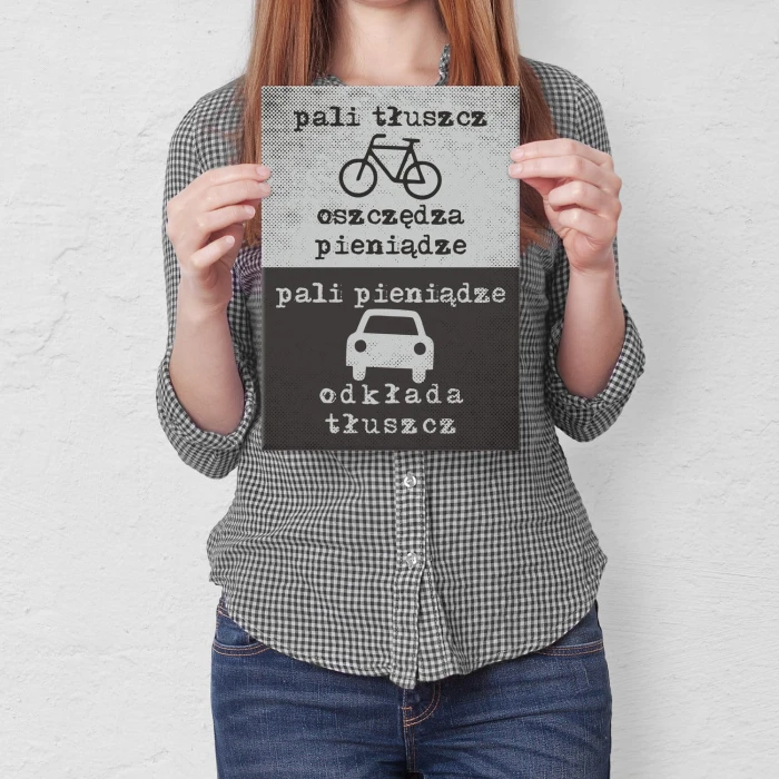 Plakat metalowy Rower vs samochód Prezent