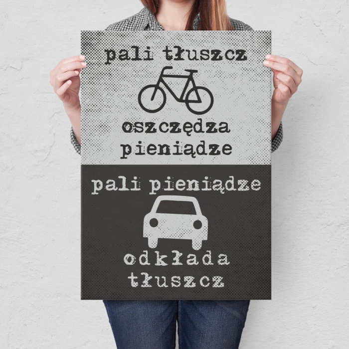 Plakat metalowy Rower vs samochód Prezent