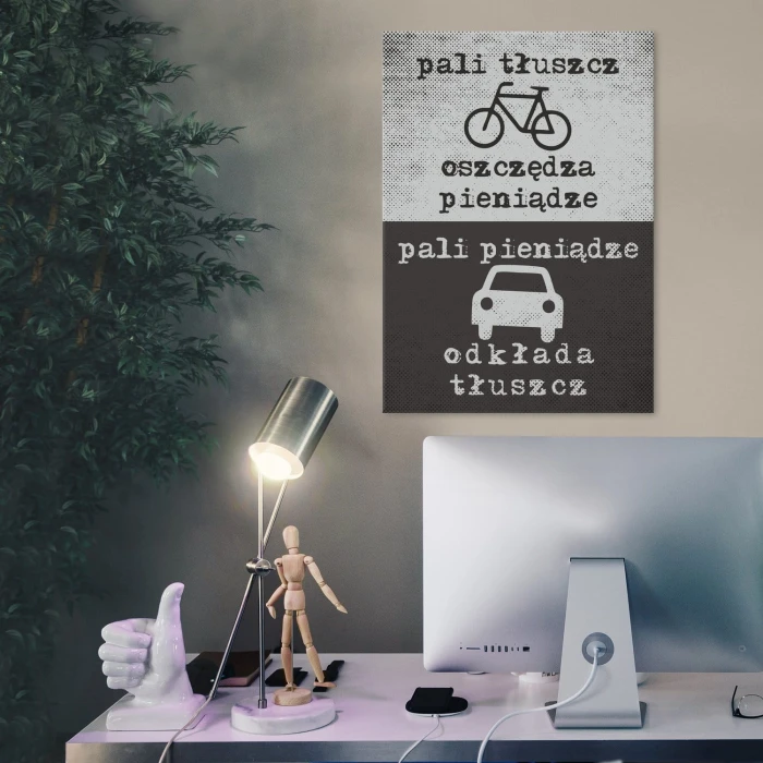 Plakat metalowy Rower vs samochód Prezent