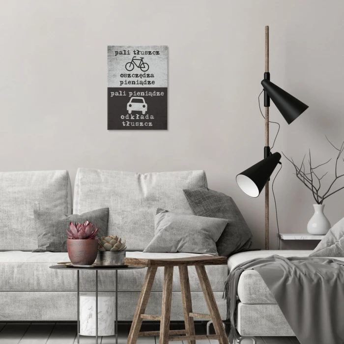Plakat metalowy Rower vs samochód Prezent