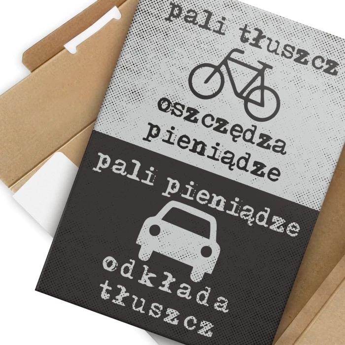 Plakat metalowy Rower vs samochód Prezent