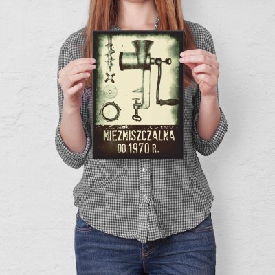 Plakat metalowy Maszynka PRL Prezent