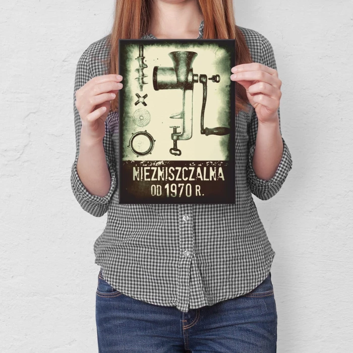 Plakat metalowy Maszynka PRL Prezent