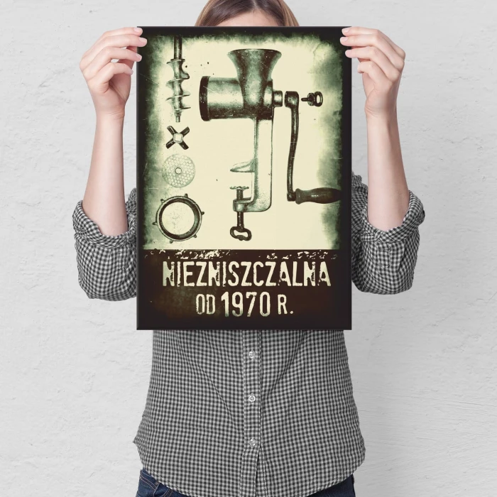 Plakat metalowy Maszynka PRL Prezent