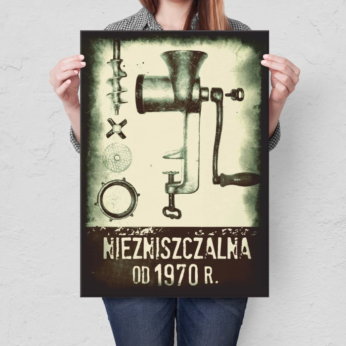 Plakat metalowy Maszynka PRL Prezent