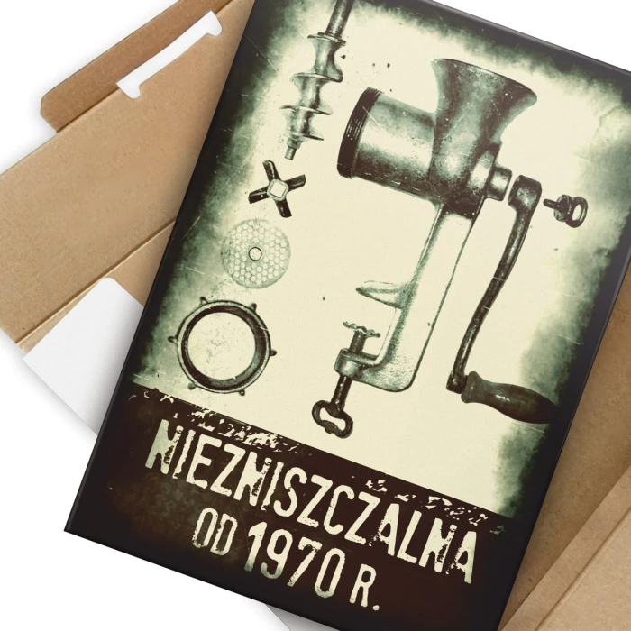 Plakat metalowy Maszynka PRL Prezent