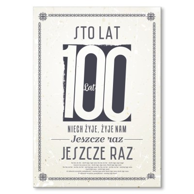 Plakat metalowy Sto lat Prezent