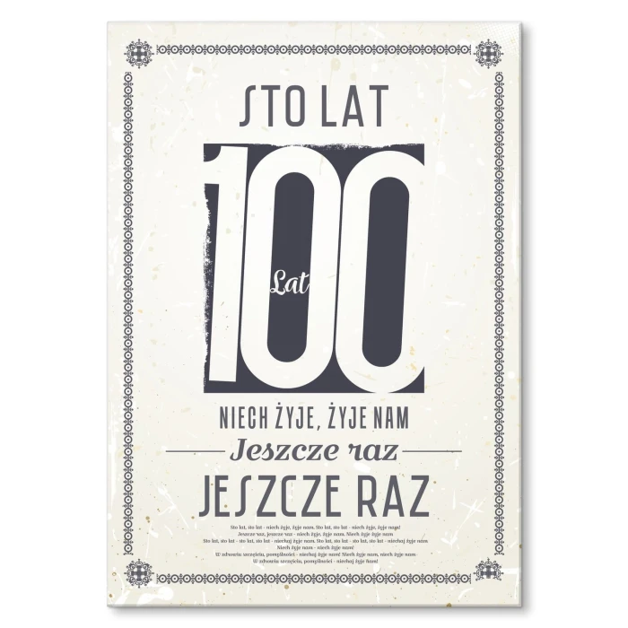 Plakat metalowy Sto lat Prezent