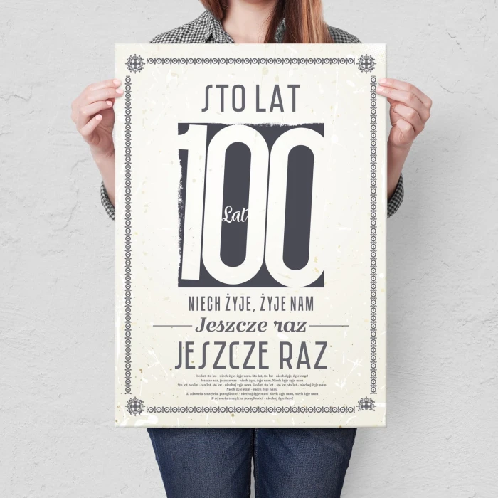 Plakat metalowy Sto lat Prezent