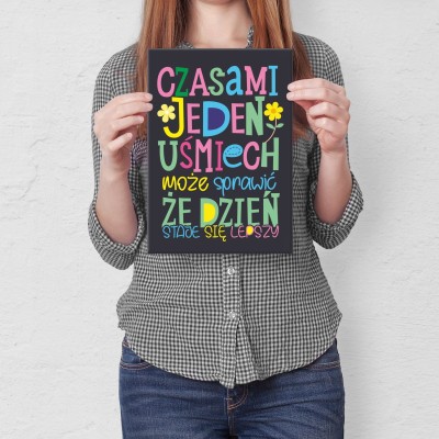 Plakat metalowy Jeden uśmiech Prezent