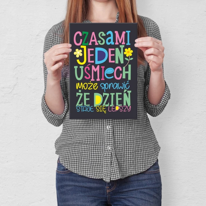 Plakat metalowy Jeden uśmiech Prezent