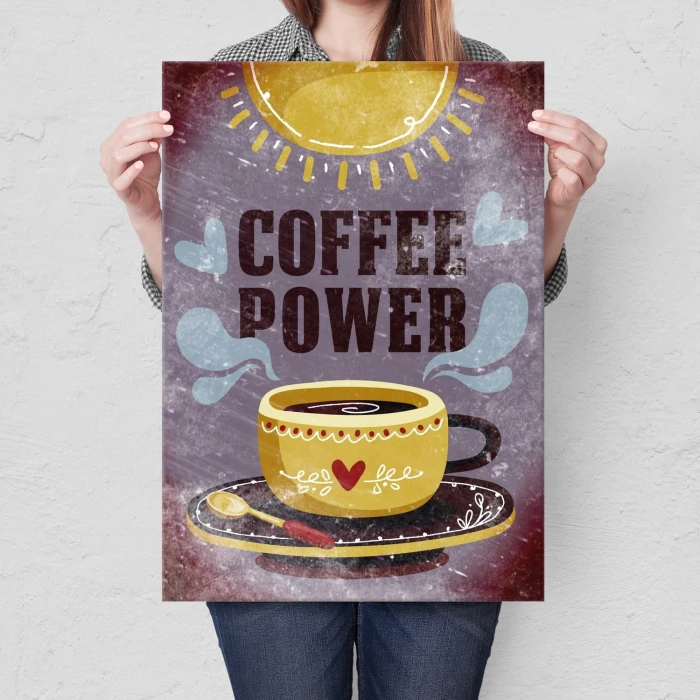 Plakat metalowy Coffee power Prezent