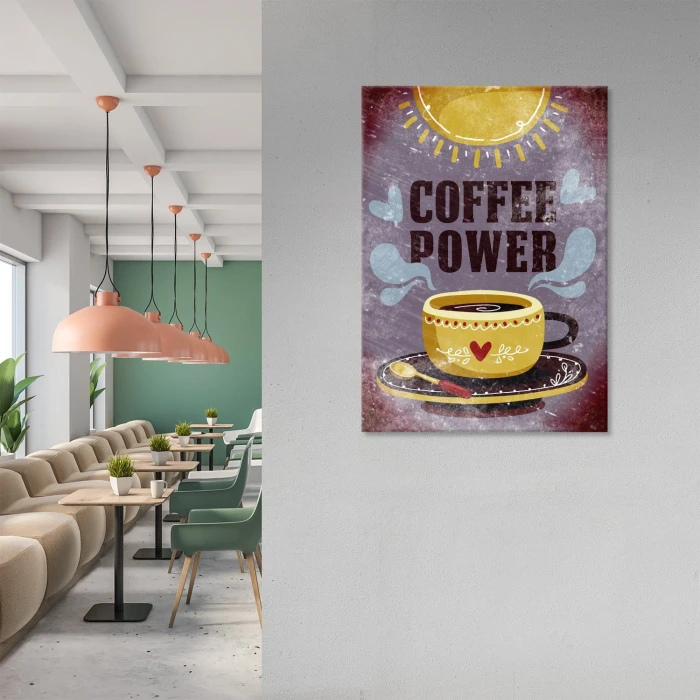 Plakat metalowy Coffee power Prezent
