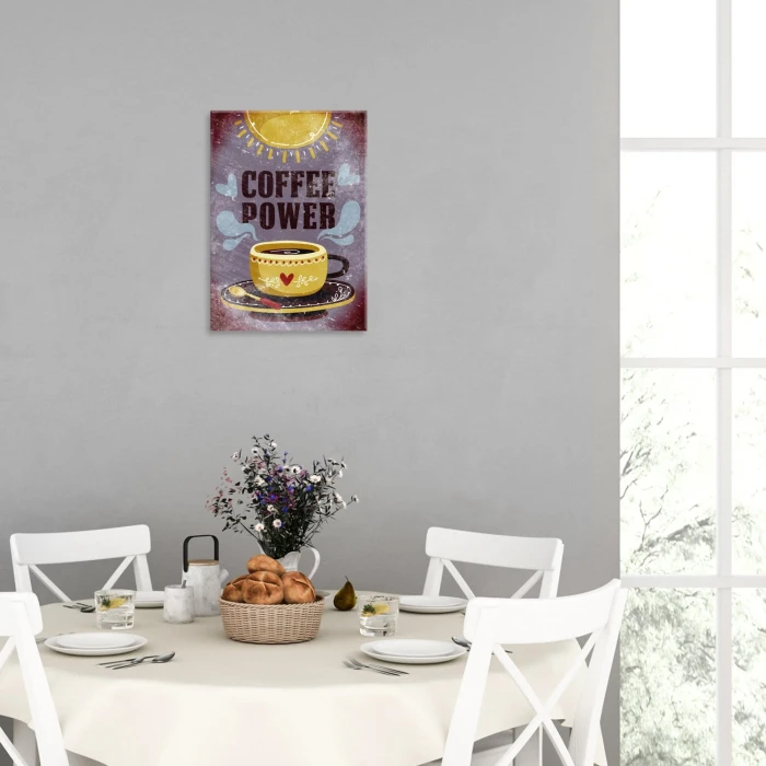 Plakat metalowy Coffee power Prezent