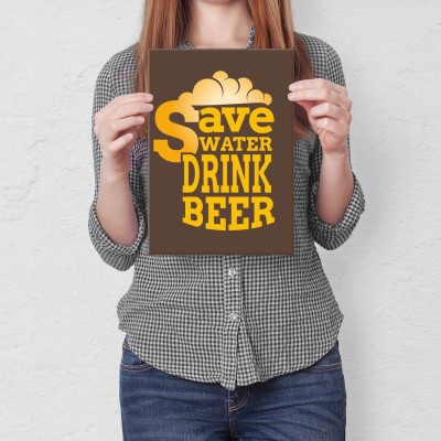 Plakat metalowy Save water drink beer Prezent