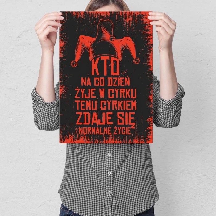 Plakat metalowy Żyję w cyrku Prezent