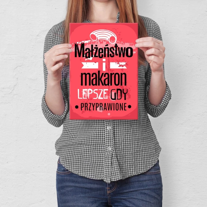 Plakat metalowy Małżeństwo i makaron Prezent