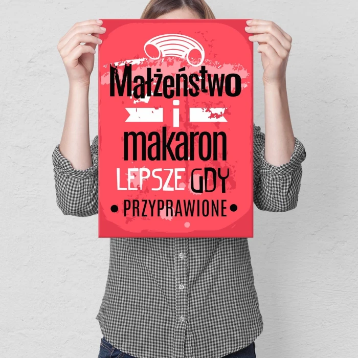 Plakat metalowy Małżeństwo i makaron Prezent