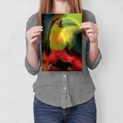 Plakat metalowy Kolorowy tukan Prezent