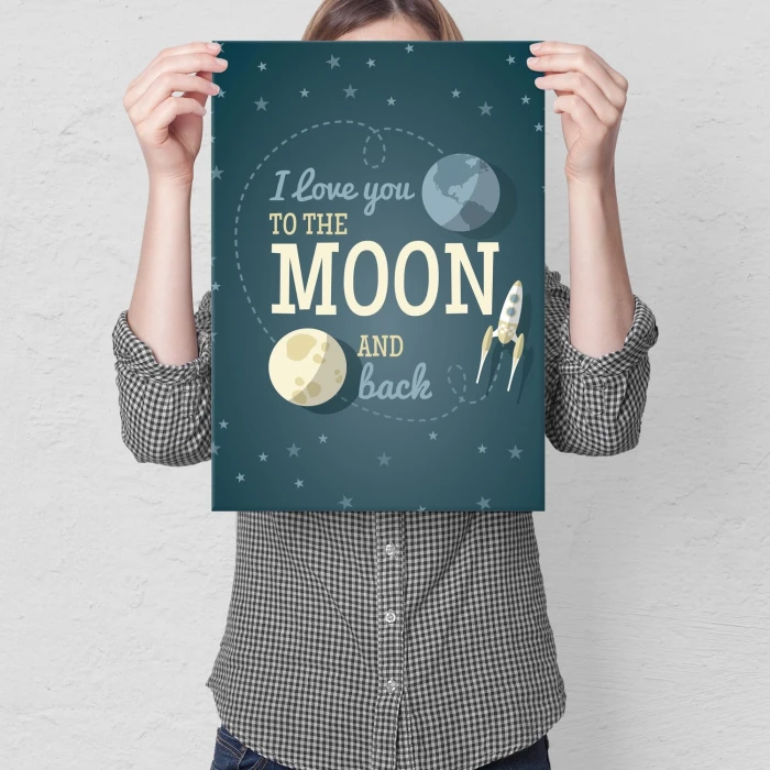 Plakat metalowy Kocham jak na księżyc Prezent