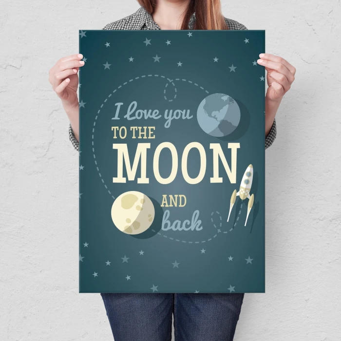 Plakat metalowy Kocham jak na księżyc Prezent