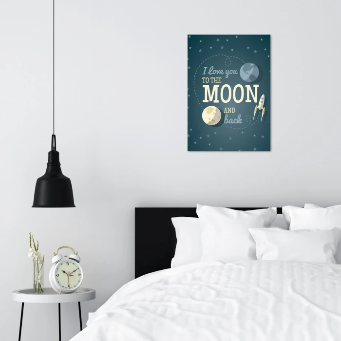 Plakat metalowy Kocham jak na księżyc Prezent