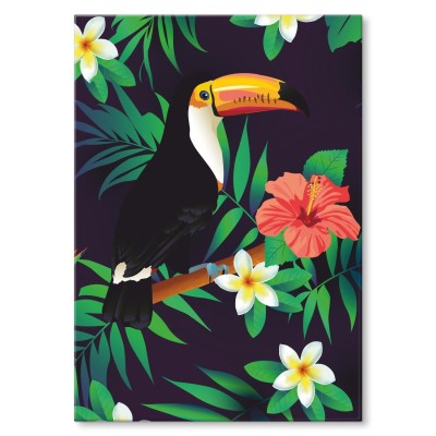 Plakat metalowy Tukan i kwiaty Prezent