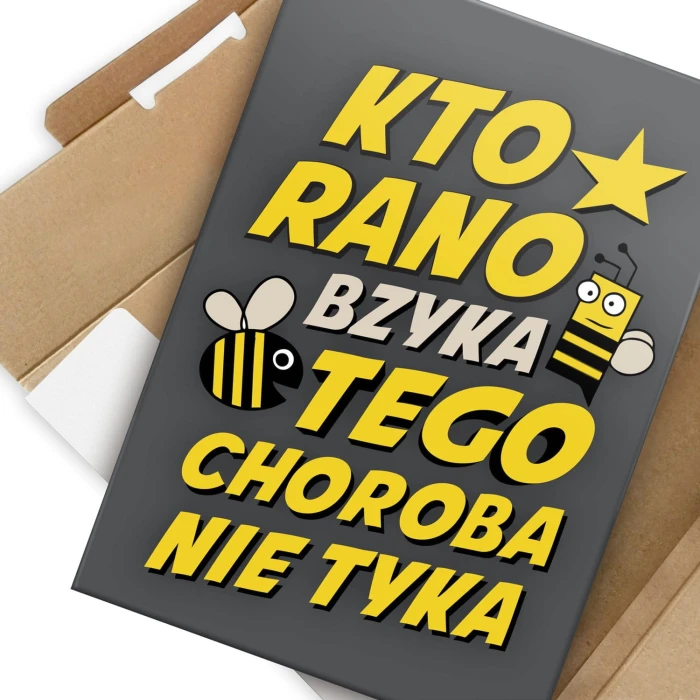 Plakat metalowy Kto rano bzyka Prezent